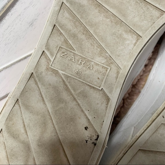 Zara Pink Faux Sherpa Lace Up Platform Fashion Sneakers - Picture 15 of 16